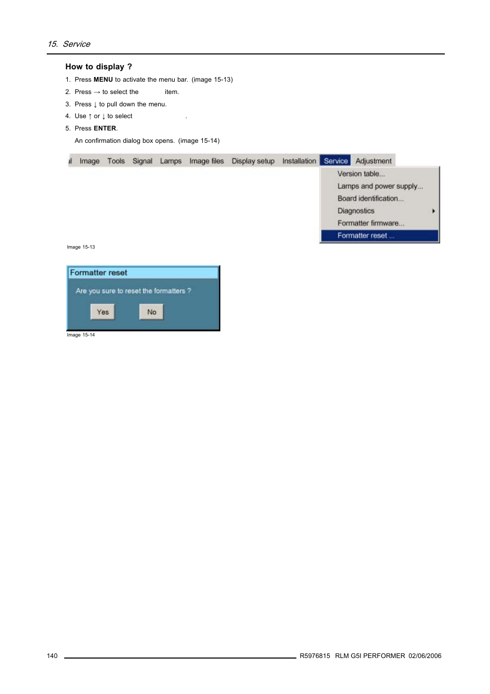 Service | Barco RLM G5I PERFORMER R9010320 User Manual | Page 142 / 150