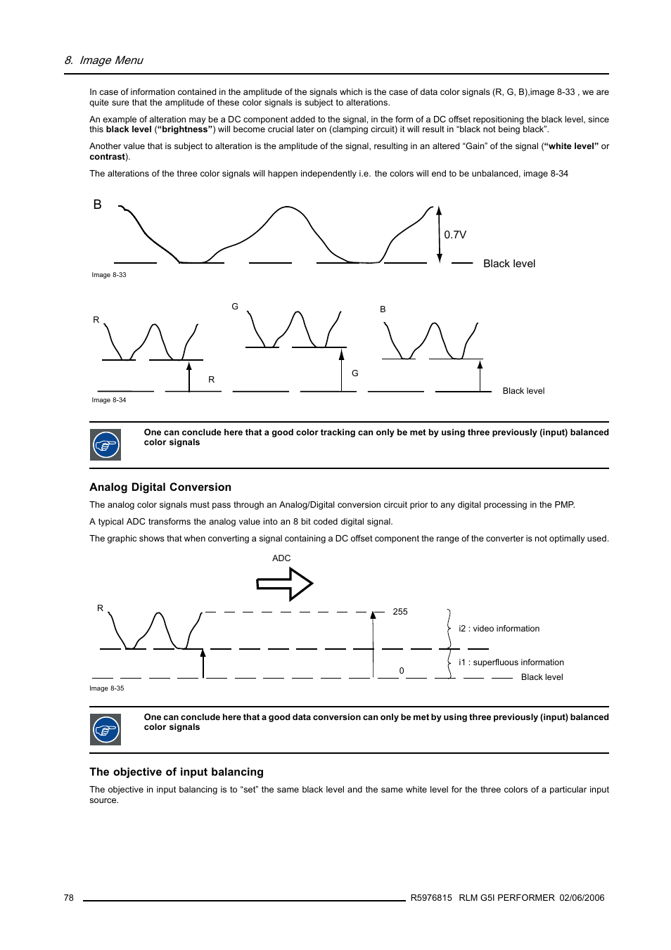 Image menu | Barco RLM G5I PERFORMER R9010320 User Manual | Page 80 / 150