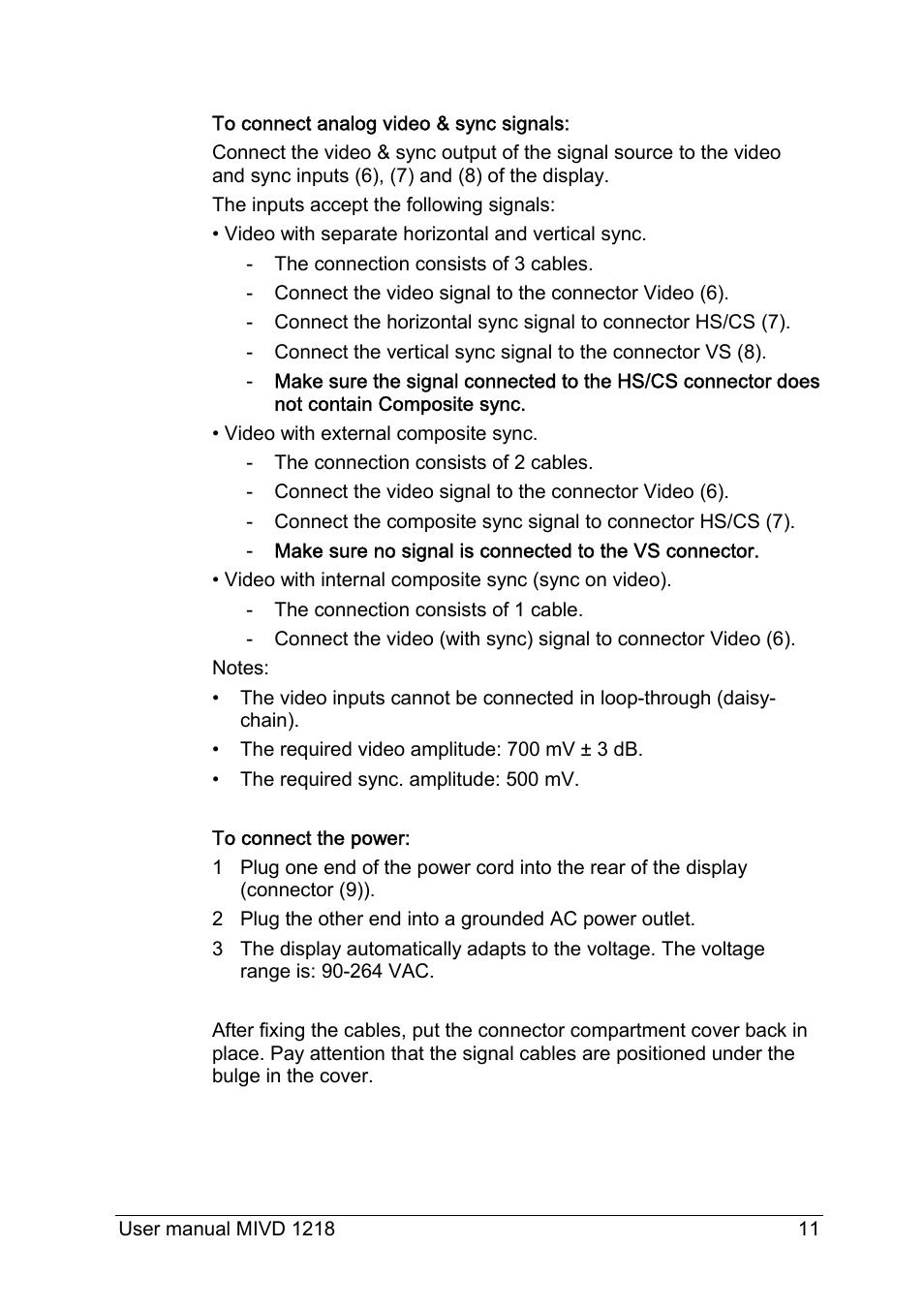 Barco MIVD 1218 User Manual | Page 11 / 31