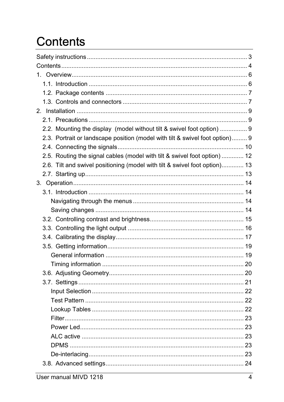 Barco MIVD 1218 User Manual | Page 4 / 31