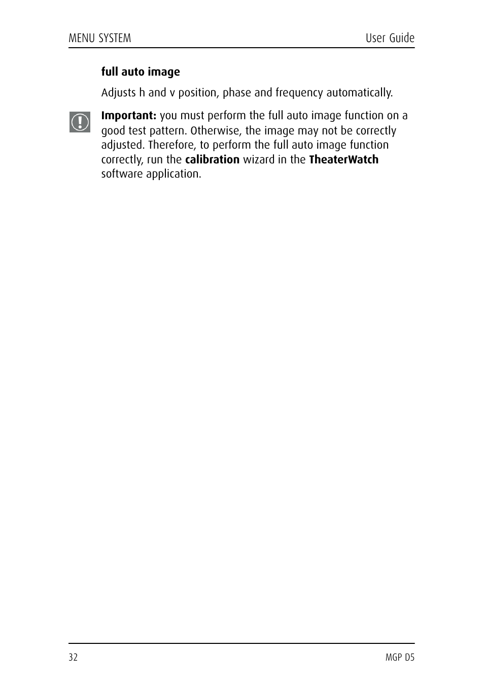 Full auto image | Barco MGP D5 User Manual | Page 32 / 54