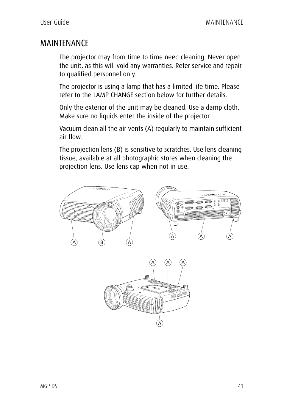 Maintenance | Barco MGP D5 User Manual | Page 41 / 54