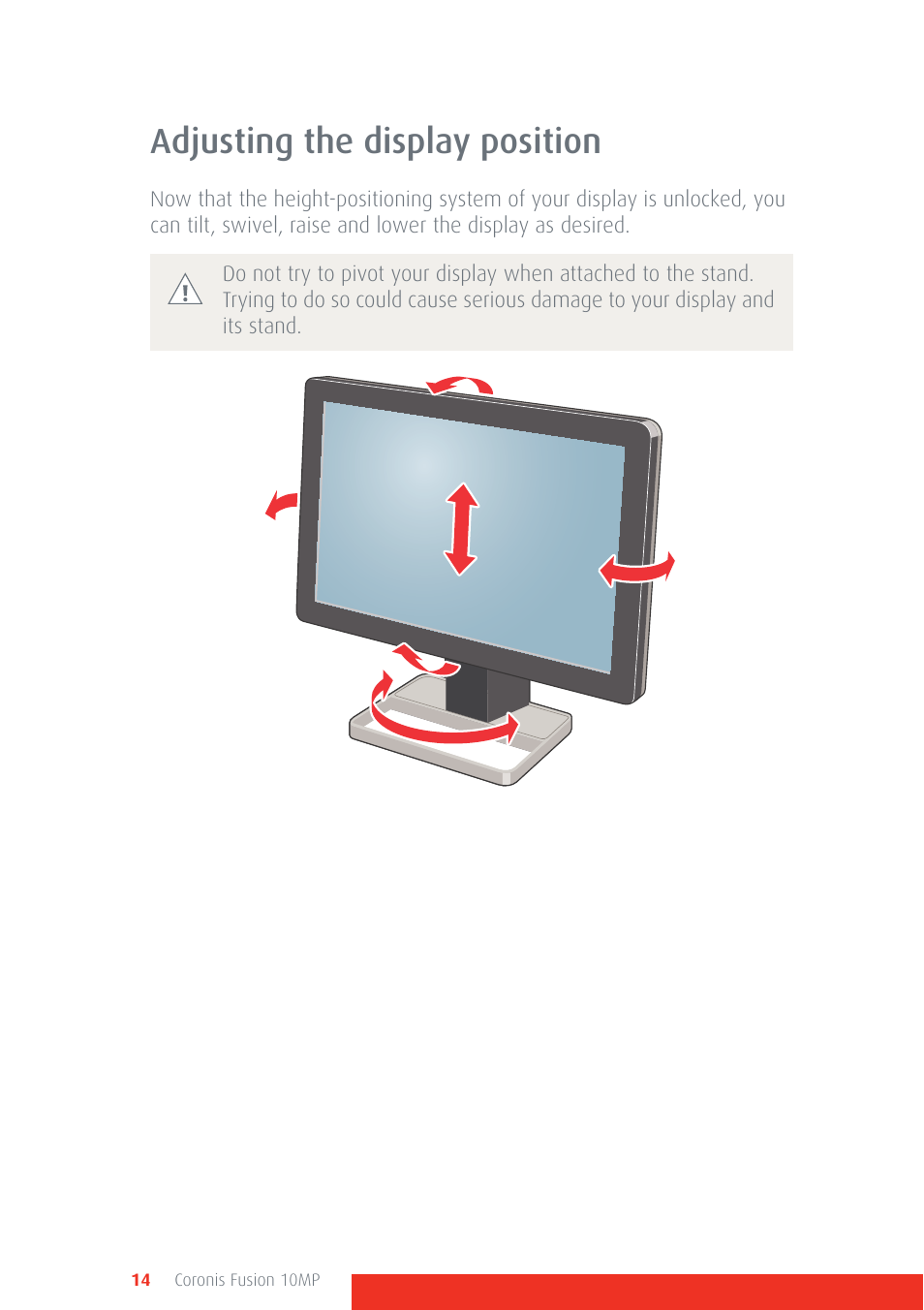 Adjusting the display position | Barco Coronis Fusion 10MP User Manual | Page 14 / 80
