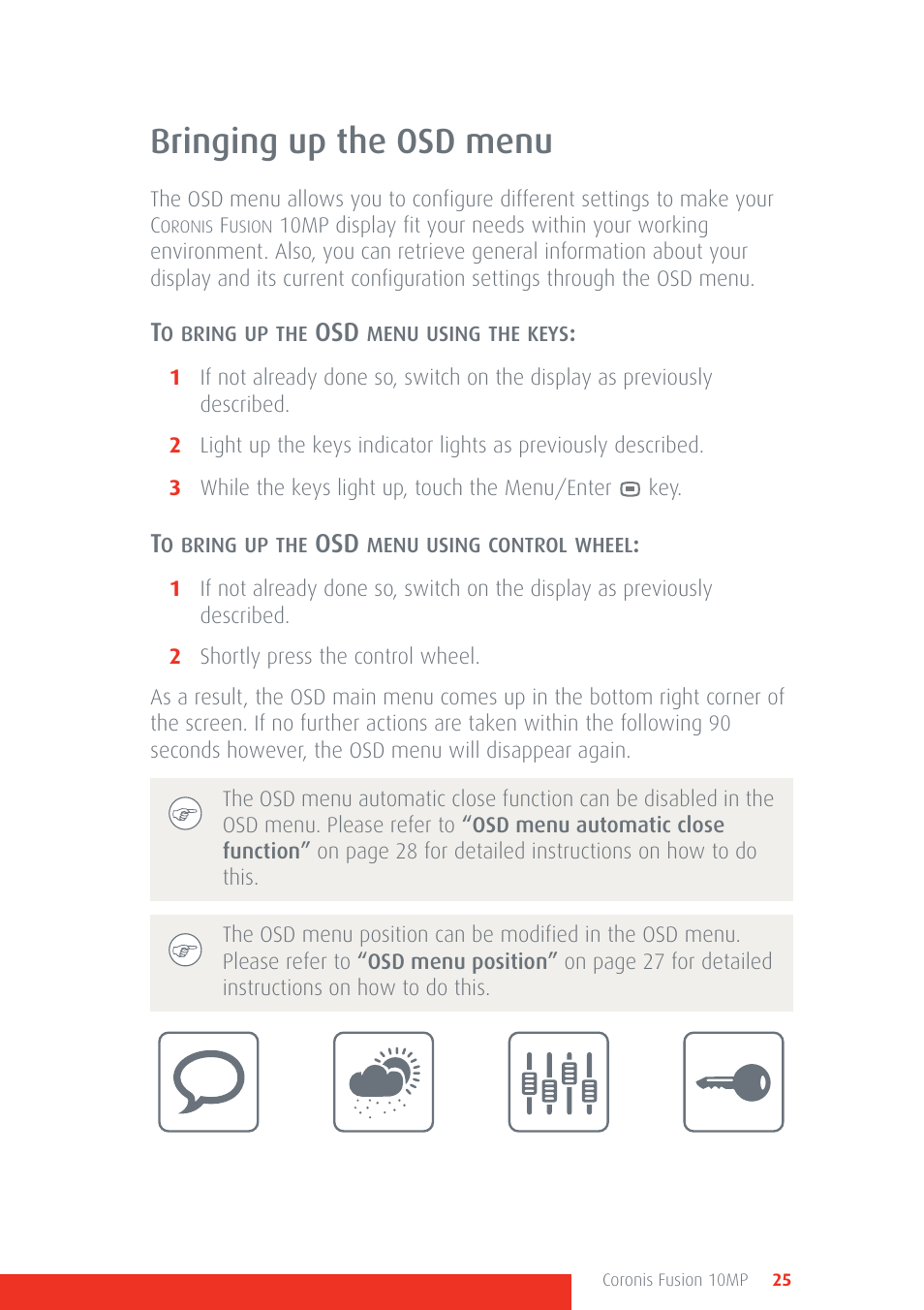 Bringing up the osd menu | Barco Coronis Fusion 10MP User Manual | Page 25 / 80