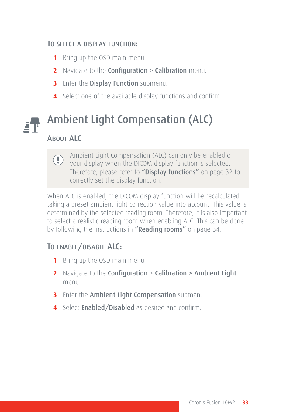 Ambient light compensation (alc) | Barco Coronis Fusion 10MP User Manual | Page 33 / 80