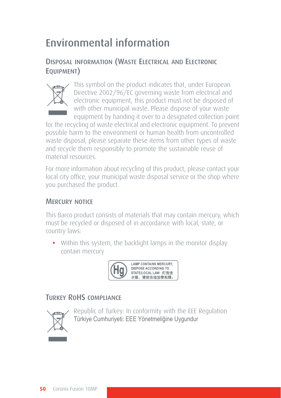 Environmental information | Barco Coronis Fusion 10MP User Manual | Page 50 / 80