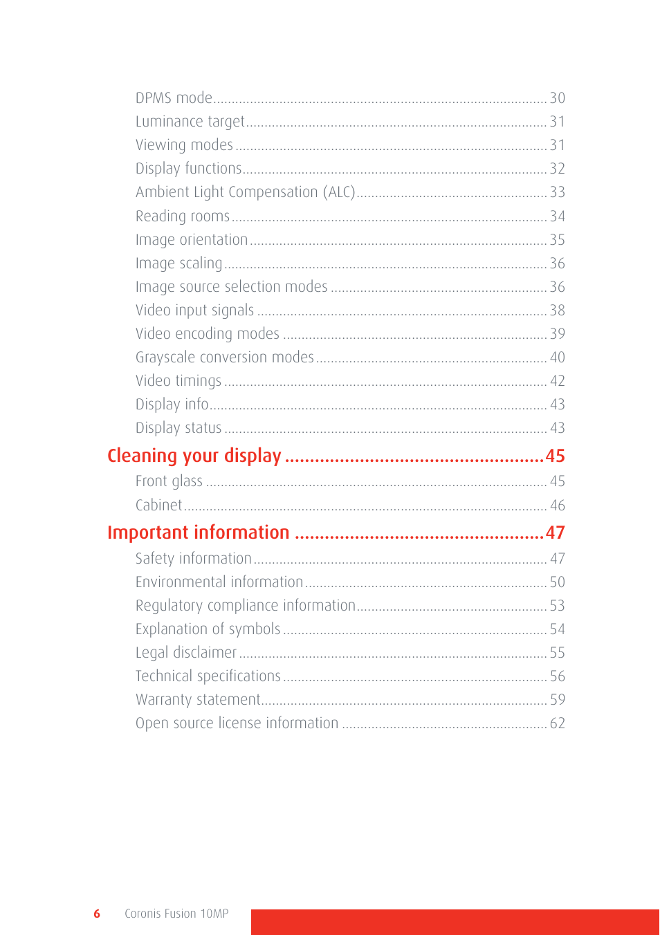 Cleaning your display, Important information | Barco Coronis Fusion 10MP User Manual | Page 6 / 80