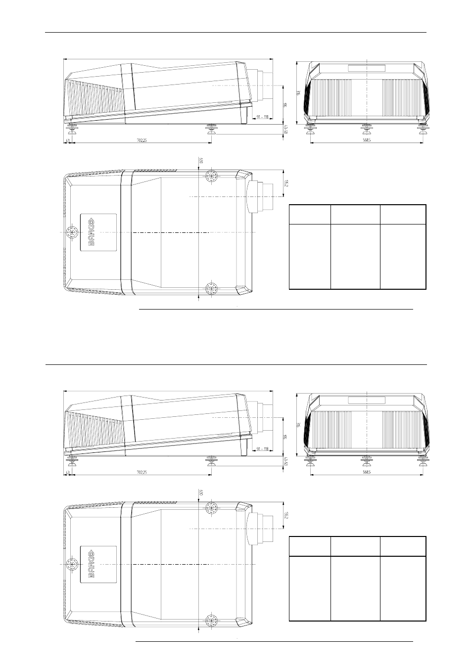 Unpacking & dimensions | Barco R9001330 User Manual | Page 22 / 131