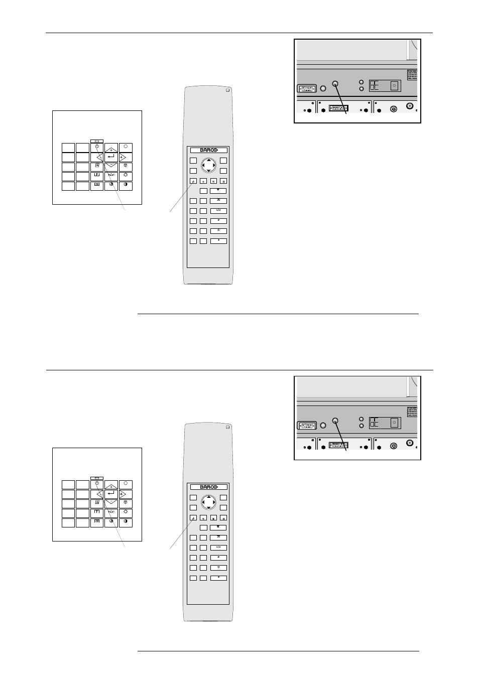 Power connection, Projector mode indication lamp, Stand by button | Barco R9001330 User Manual | Page 40 / 131