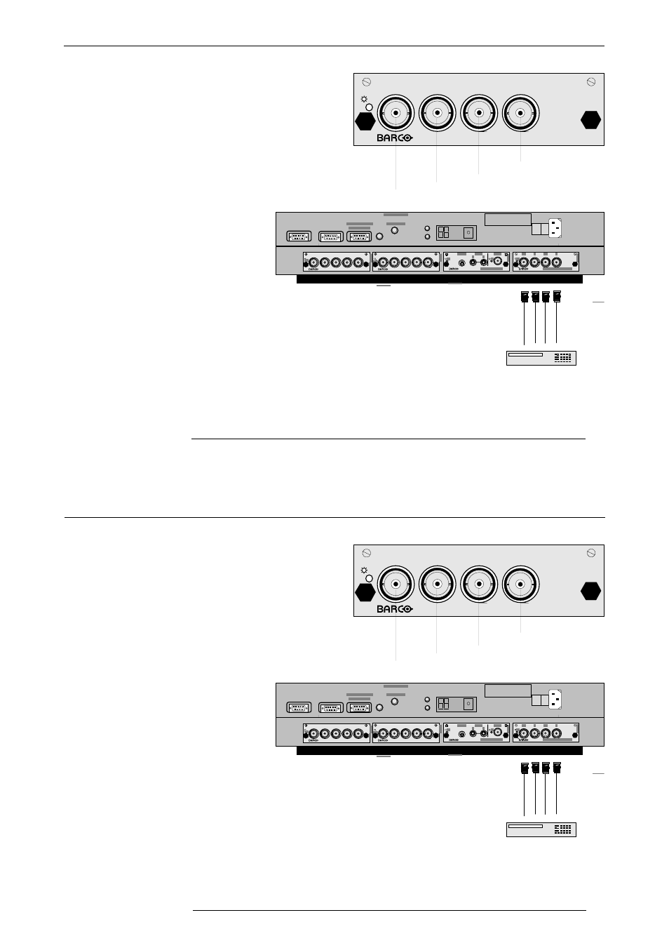 Connections, Component input module | Barco R9001330 User Manual | Page 50 / 131