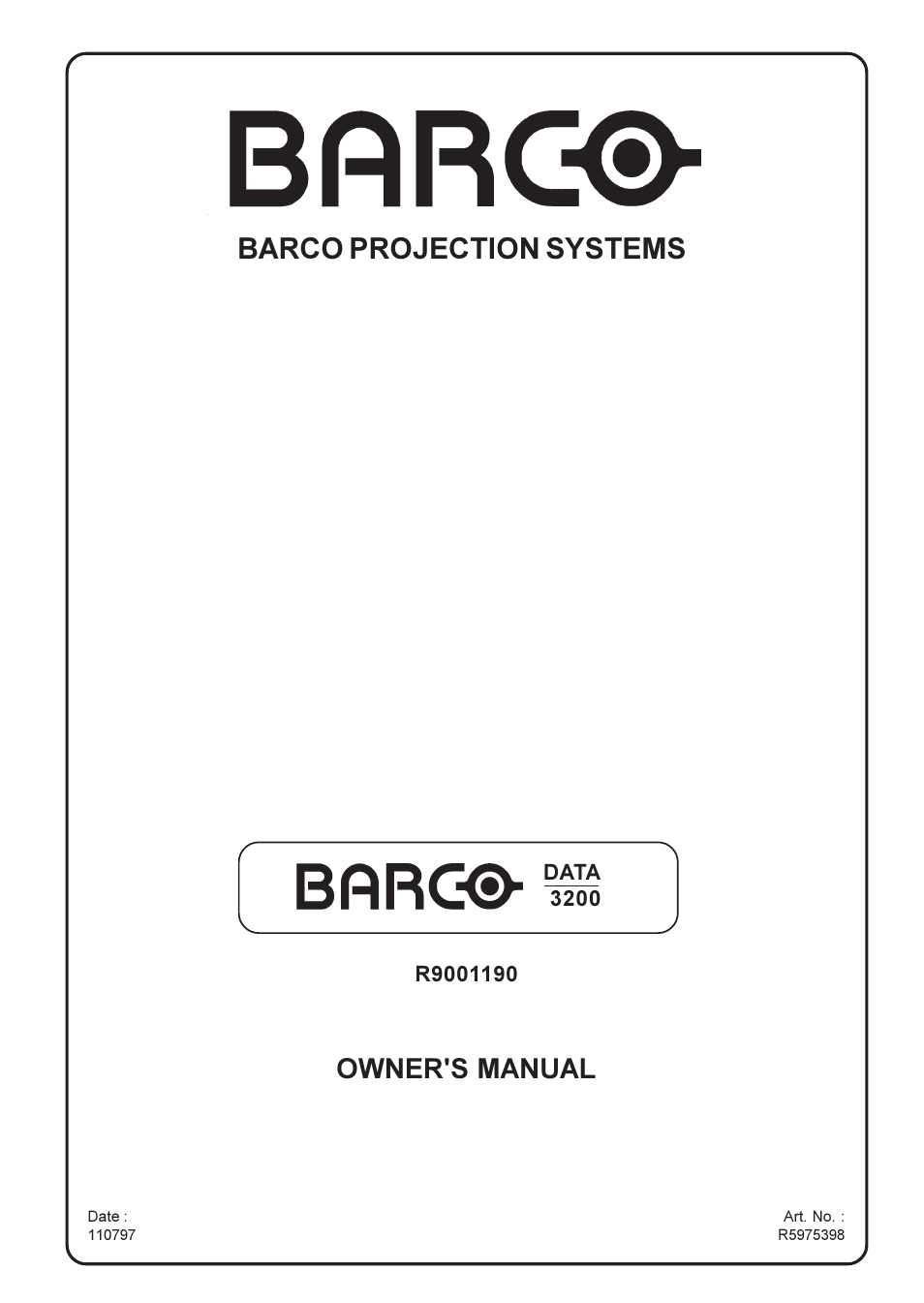 Barco R9001190 User Manual | 48 pages