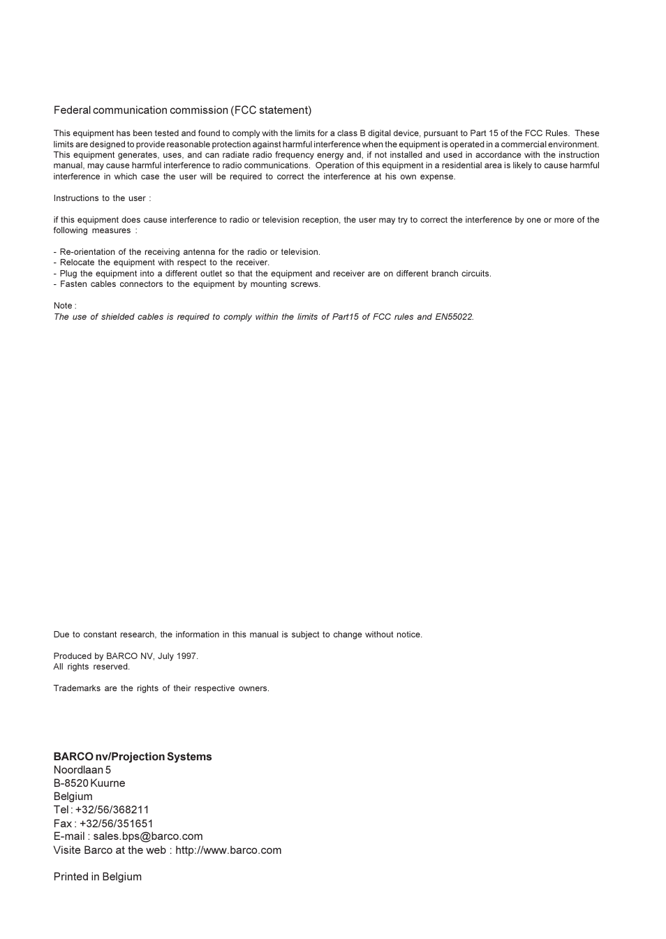Barco R9001190 User Manual | Page 2 / 48