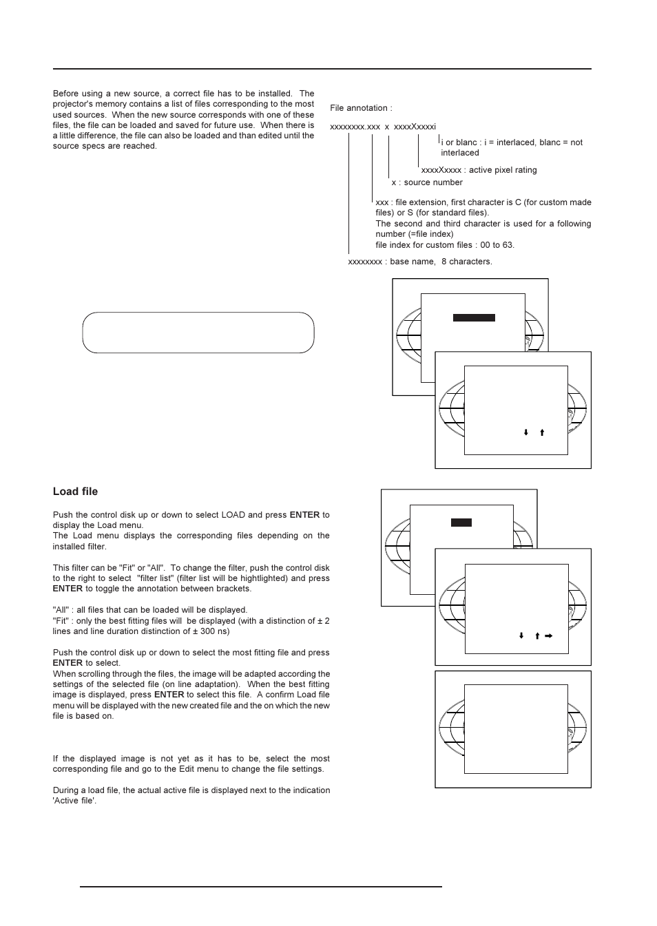 Random access adjustment mode, Load file | Barco R9001190 User Manual | Page 25 / 48