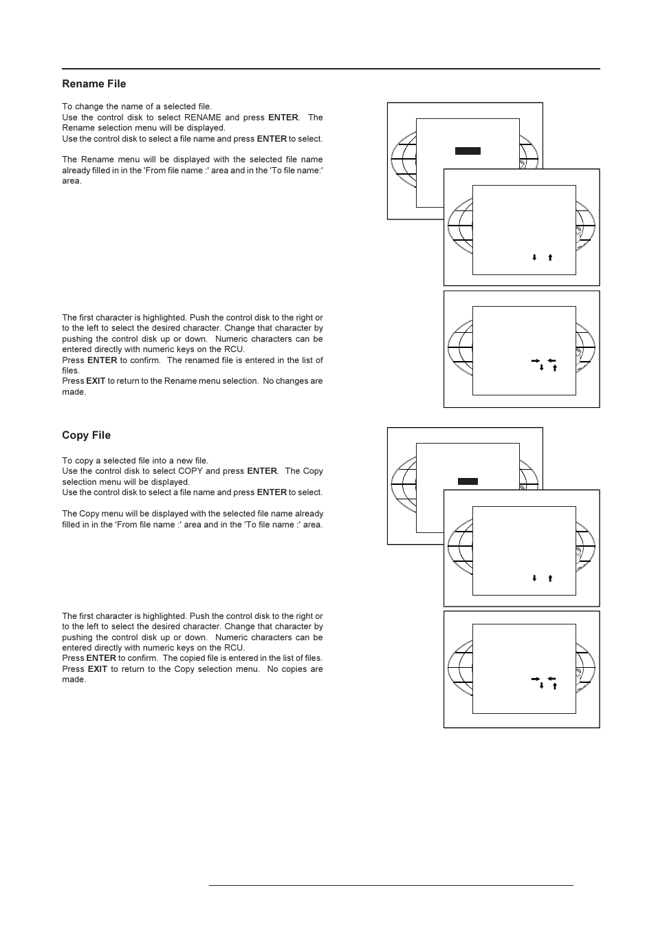Random access adjustment mode, Copy file, Rename file | Barco R9001190 User Manual | Page 28 / 48