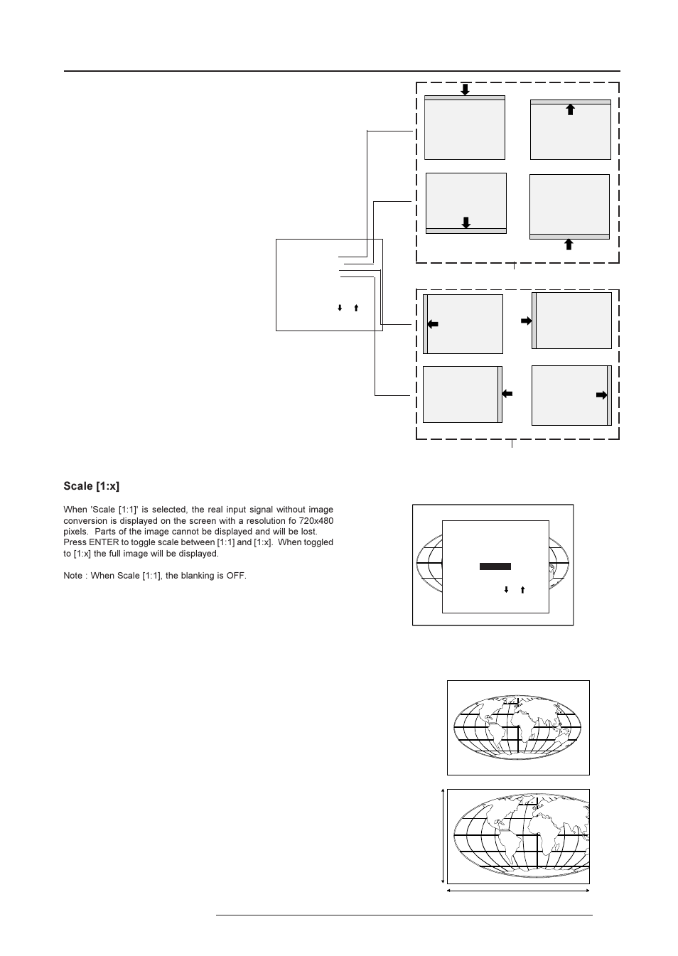 Random access adjustment mode, Scale [1:x | Barco R9001190 User Manual | Page 34 / 48