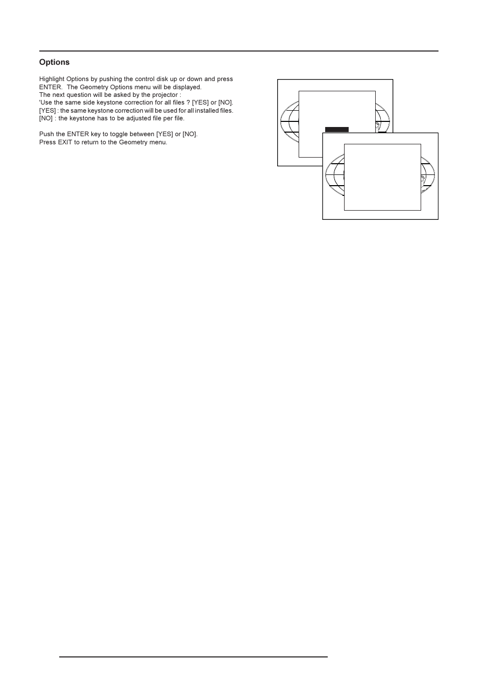 Random access adjustment mode, Options | Barco R9001190 User Manual | Page 35 / 48