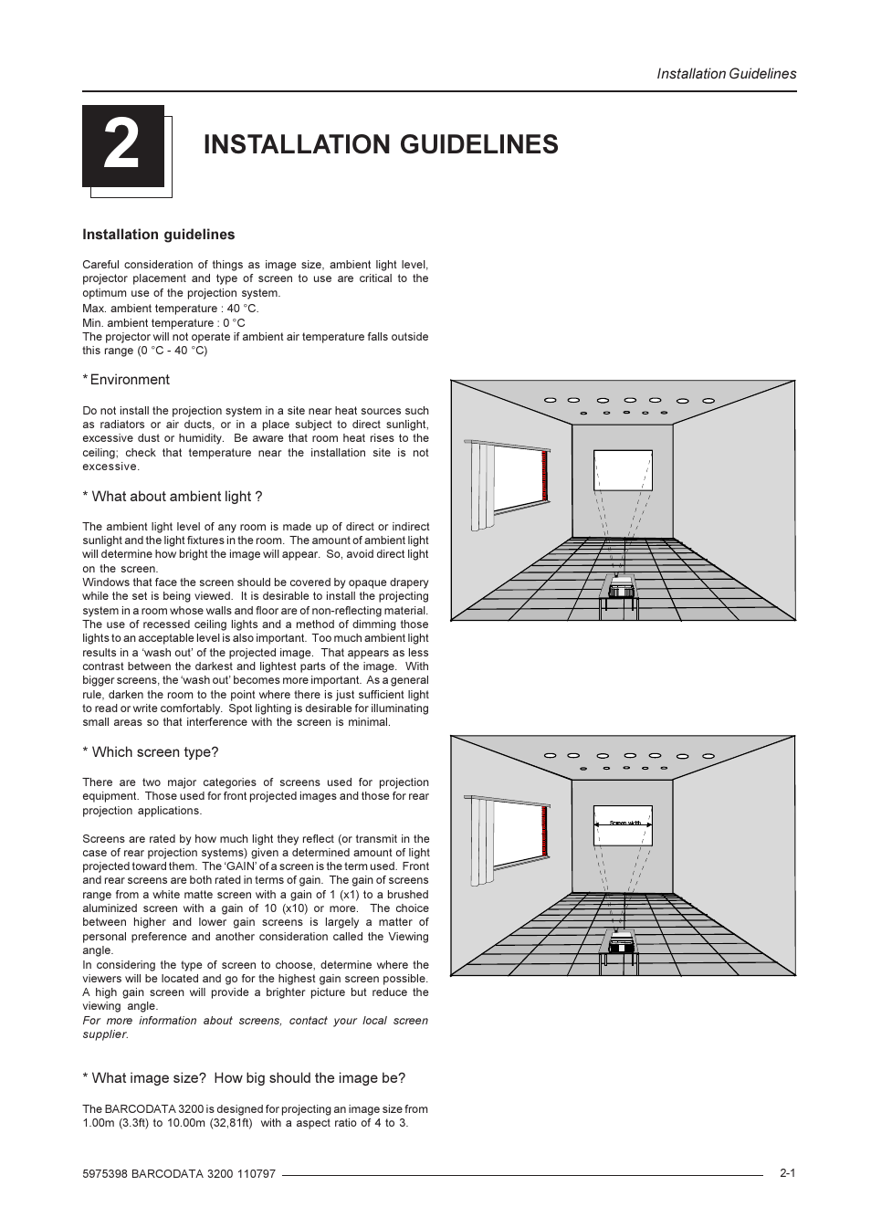 Installation guidelines | Barco R9001190 User Manual | Page 7 / 48