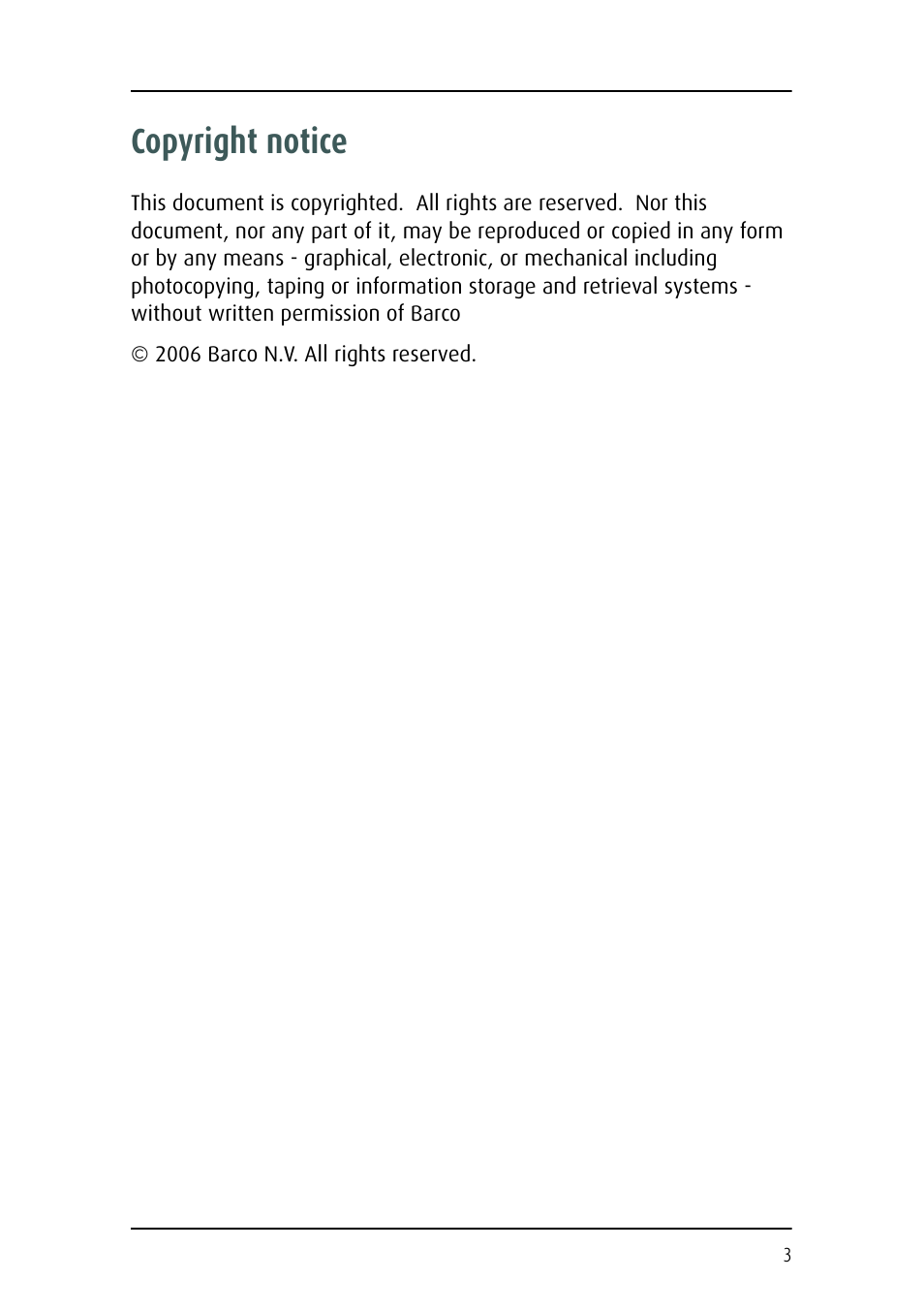 Copyright notice | Barco MFCD 1219 User Manual | Page 3 / 31