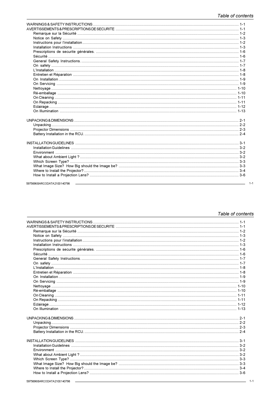 Barco R9001070 User Manual | Page 3 / 121