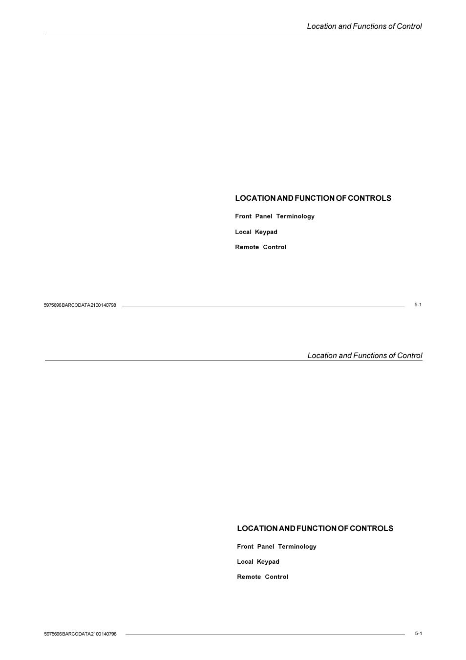 Location and functions of control, Location and function of controls | Barco R9001070 User Manual | Page 35 / 121