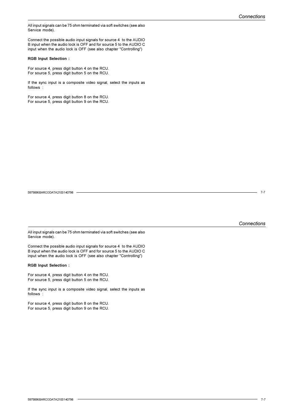 Connections | Barco R9001070 User Manual | Page 51 / 121