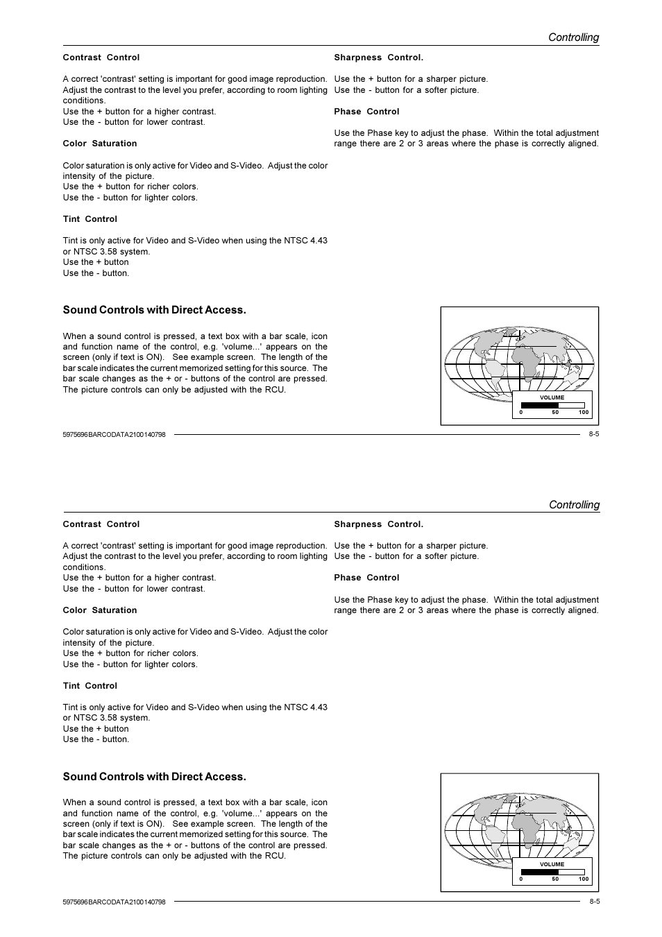 Controlling, Sound controls with direct access | Barco R9001070 User Manual | Page 59 / 121