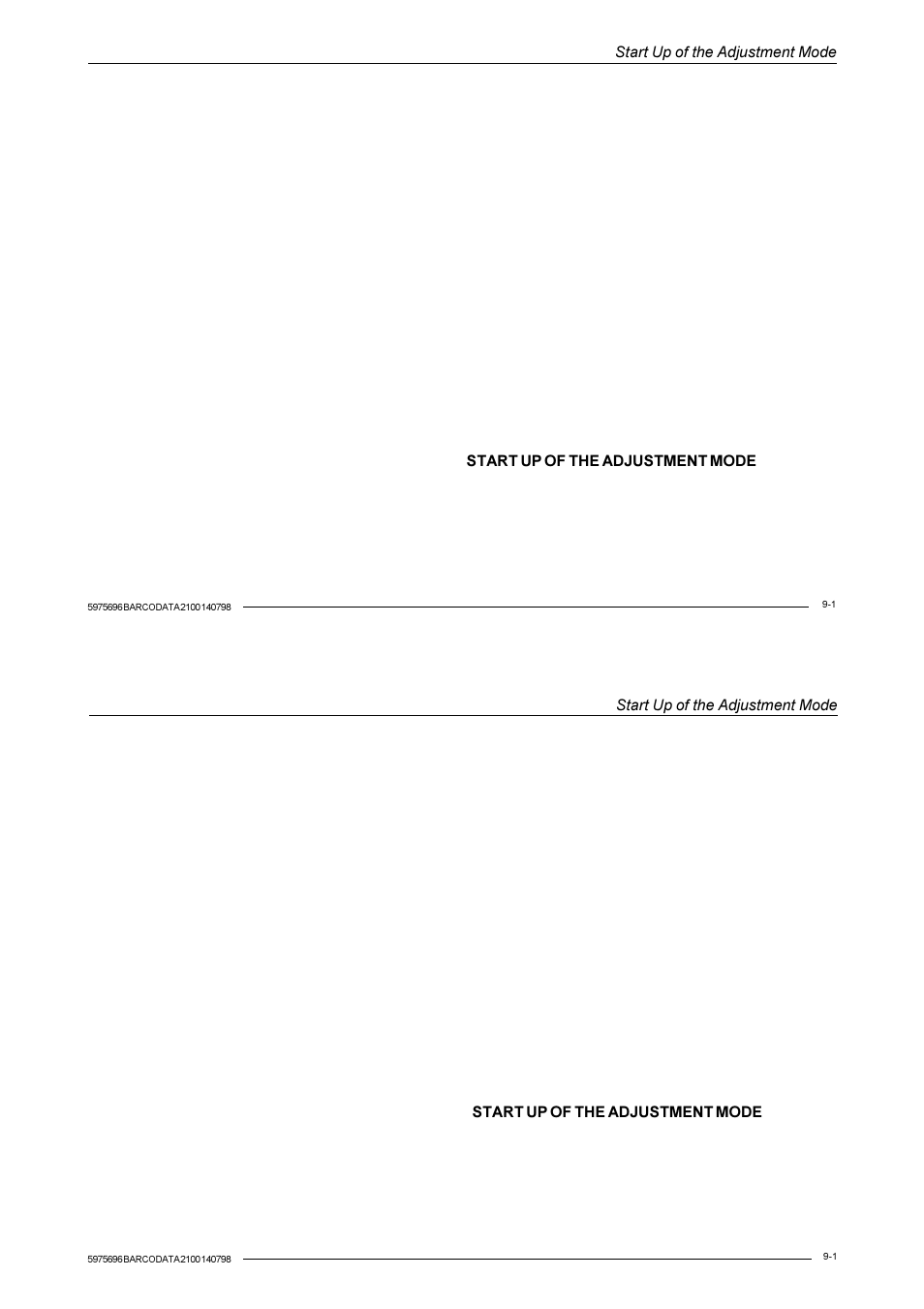 Start up of the adjustment mode | Barco R9001070 User Manual | Page 61 / 121