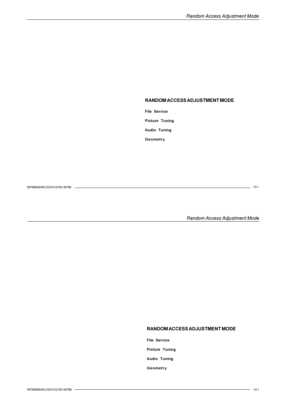 Random access adjustment mode | Barco R9001070 User Manual | Page 64 / 121