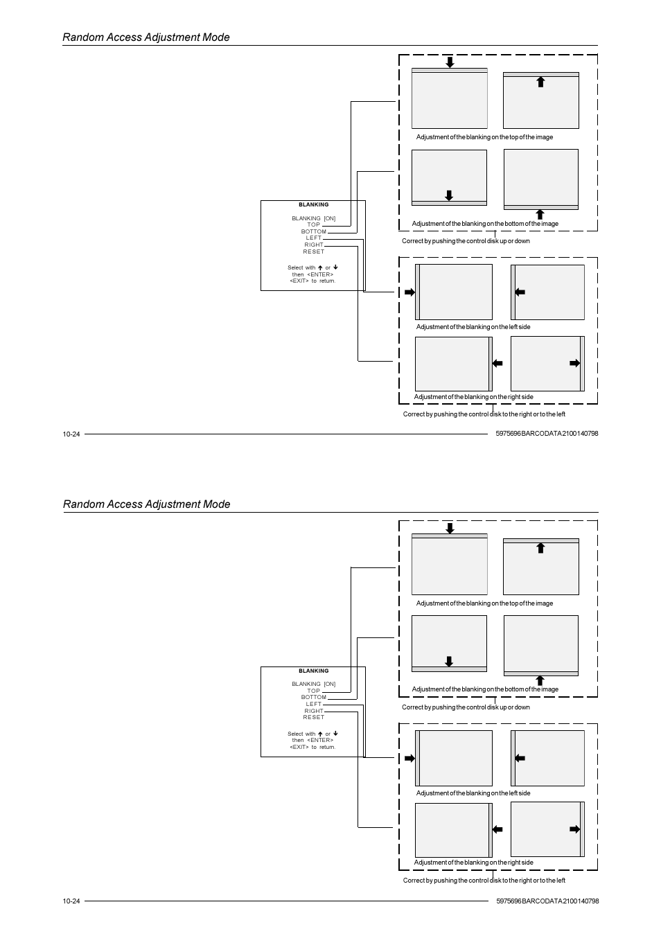 Random access adjustment mode | Barco R9001070 User Manual | Page 87 / 121