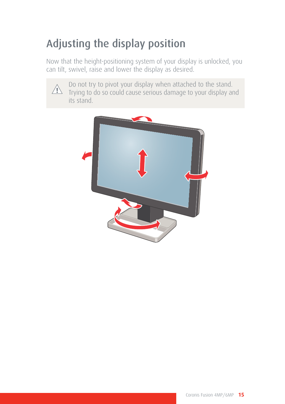 Adjusting the display position | Barco CORONIS FUSION 4MP/6MP User Manual | Page 15 / 72