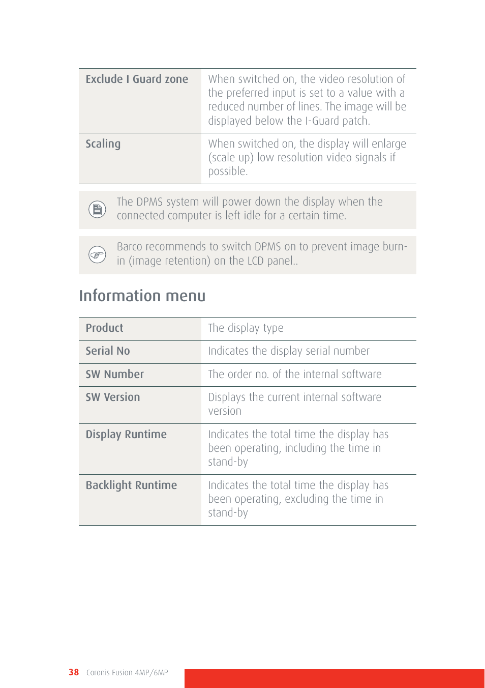 Information menu | Barco CORONIS FUSION 4MP/6MP User Manual | Page 38 / 72
