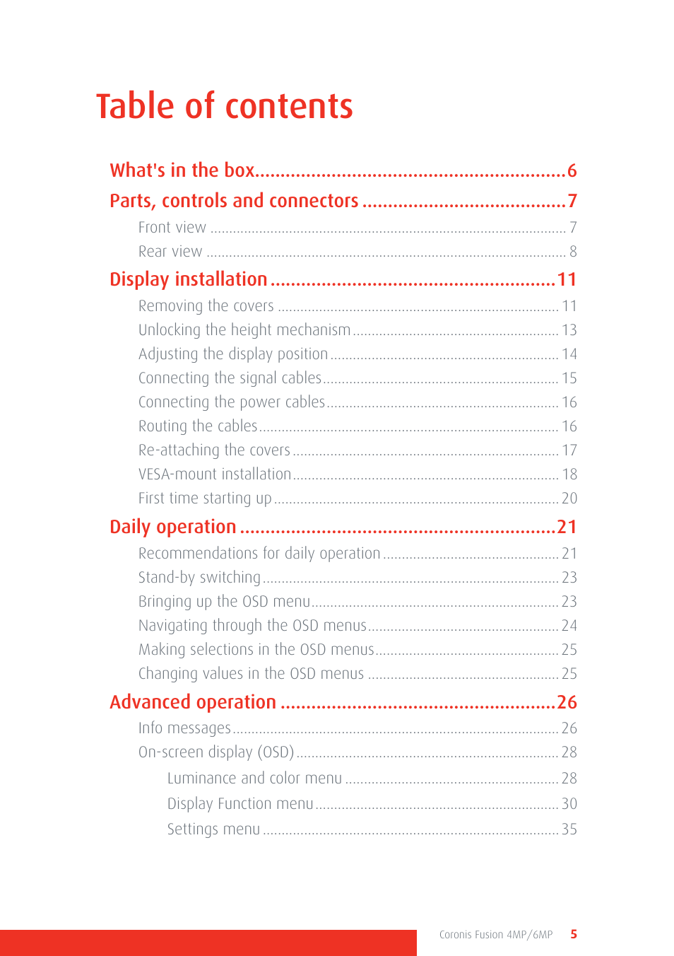 Barco CORONIS FUSION 4MP/6MP User Manual | Page 5 / 72