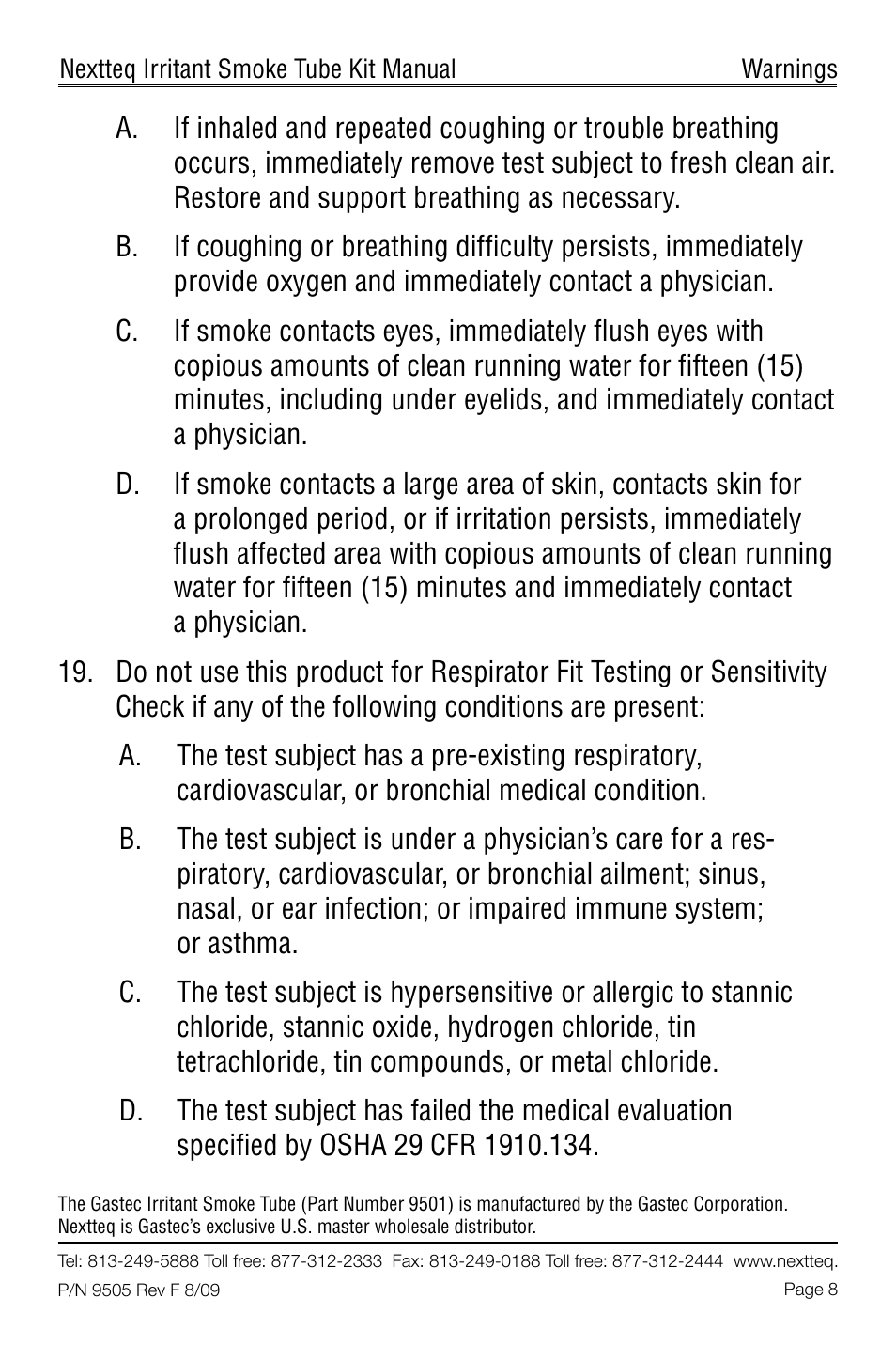 Nextteq Irritant Smoke Tube Kit for Respirator Fit Testing and Airflow Indication User Manual | Page 11 / 52