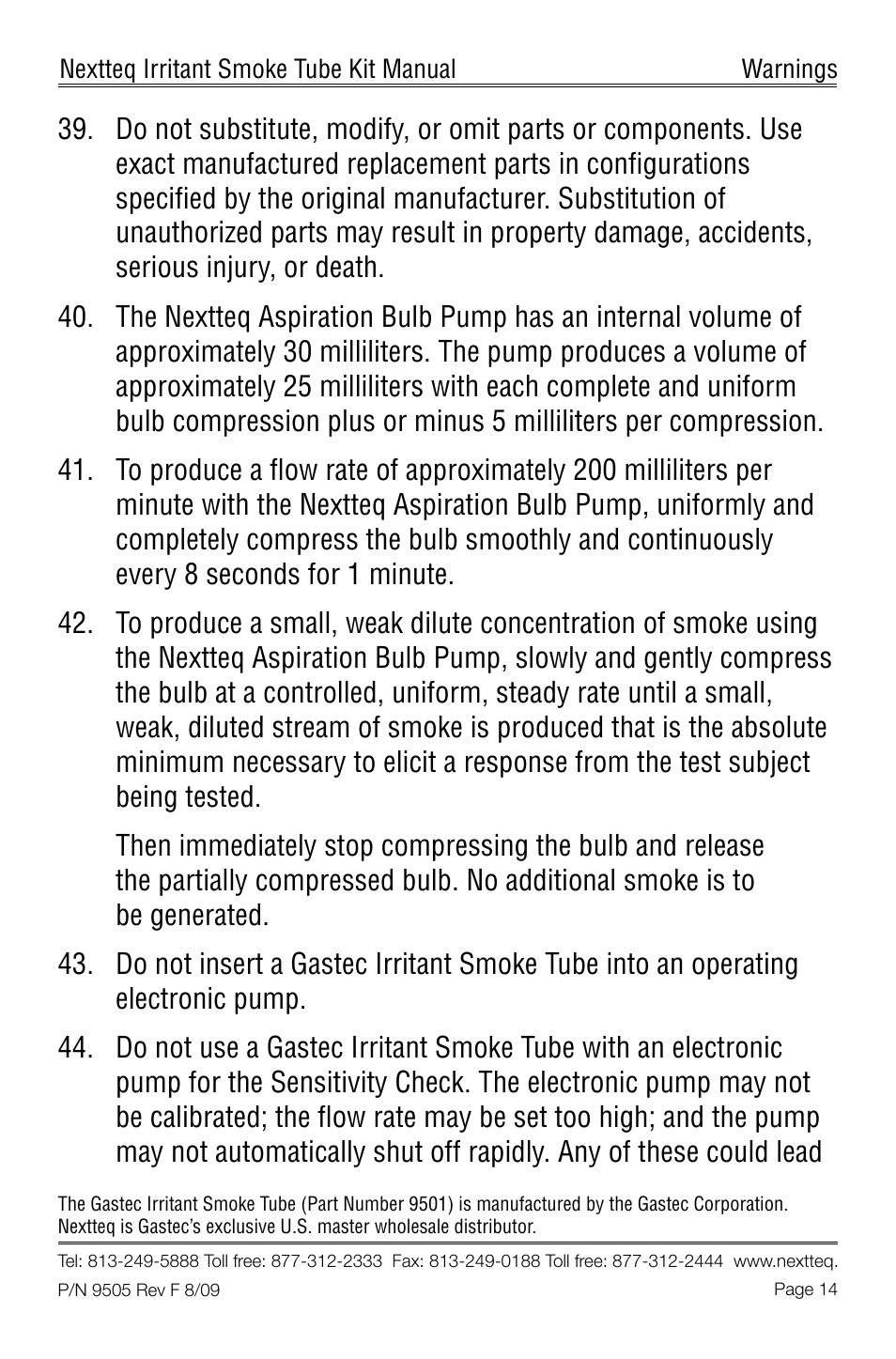 Nextteq Irritant Smoke Tube Kit for Respirator Fit Testing and Airflow Indication User Manual | Page 17 / 52