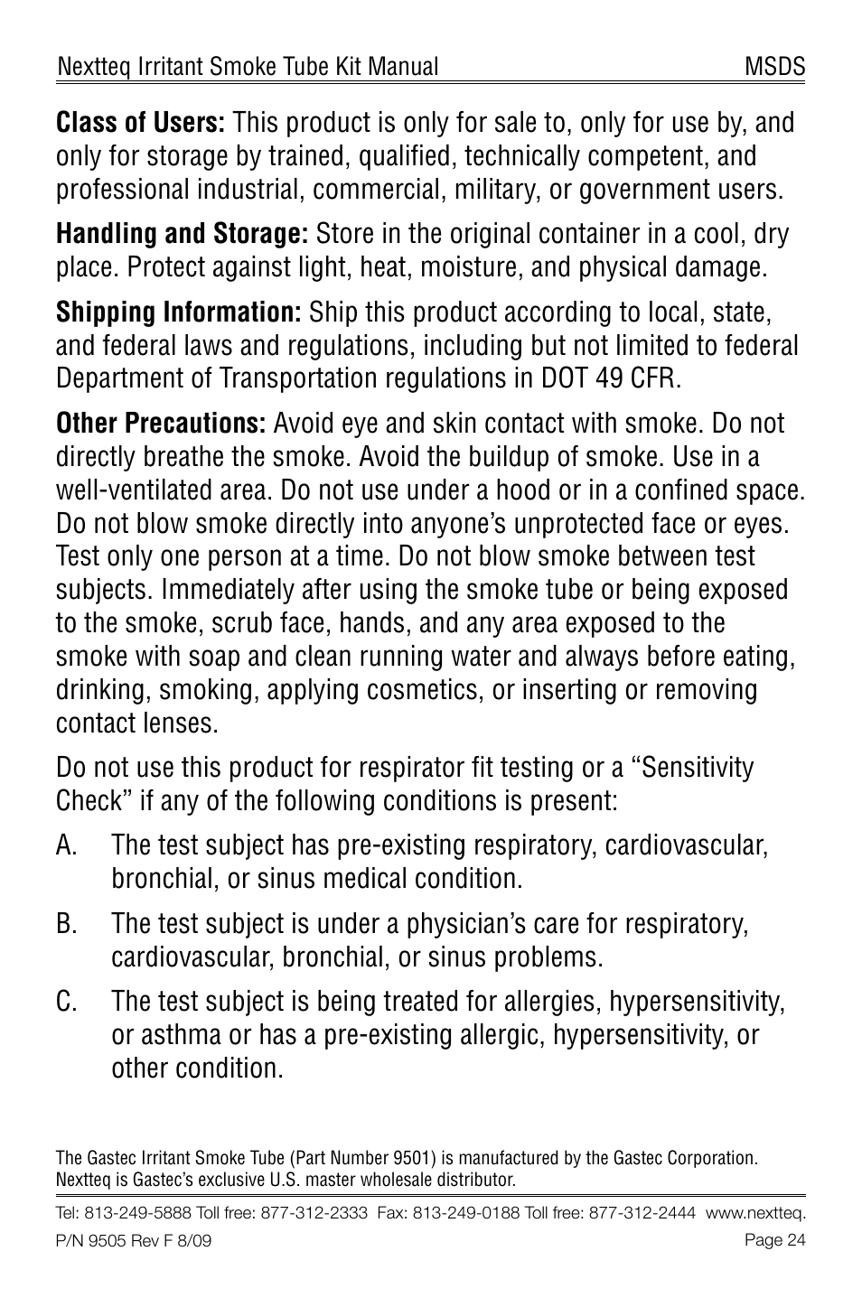Nextteq Irritant Smoke Tube Kit for Respirator Fit Testing and Airflow Indication User Manual | Page 27 / 52
