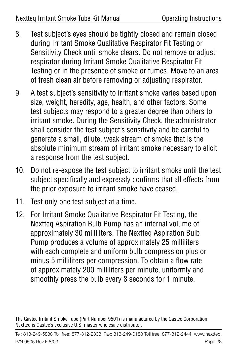 Nextteq Irritant Smoke Tube Kit for Respirator Fit Testing and Airflow Indication User Manual | Page 31 / 52