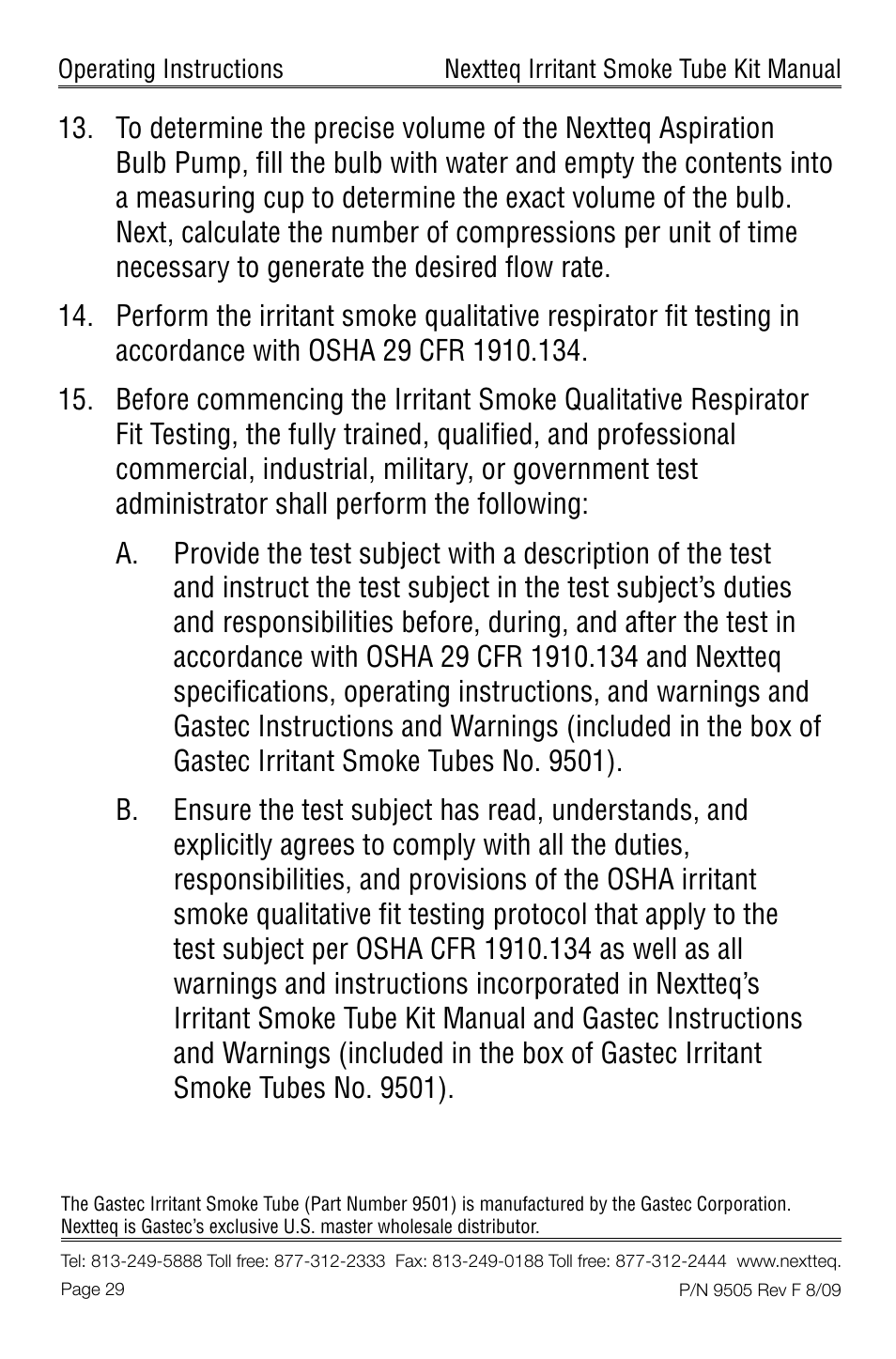 Nextteq Irritant Smoke Tube Kit for Respirator Fit Testing and Airflow Indication User Manual | Page 32 / 52