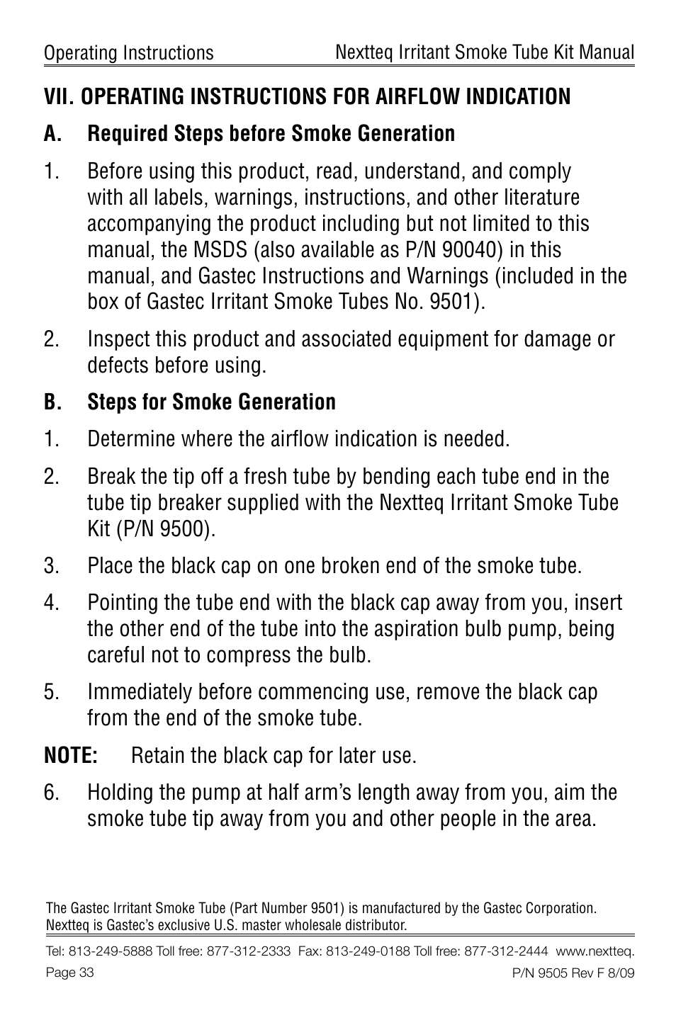 Nextteq Irritant Smoke Tube Kit for Respirator Fit Testing and Airflow Indication User Manual | Page 36 / 52
