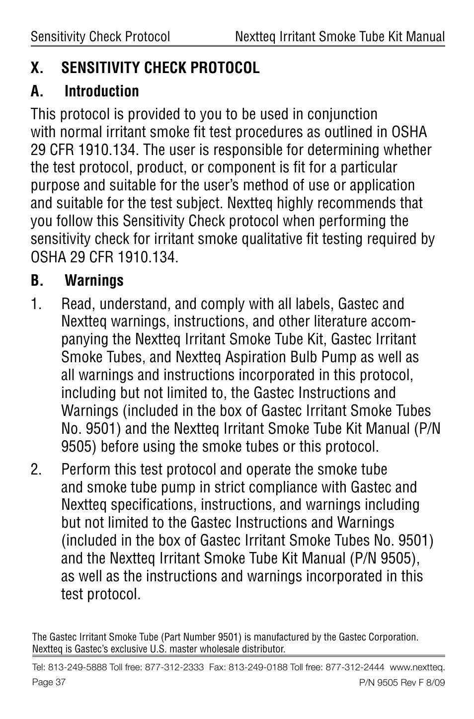 Nextteq Irritant Smoke Tube Kit for Respirator Fit Testing and Airflow Indication User Manual | Page 40 / 52