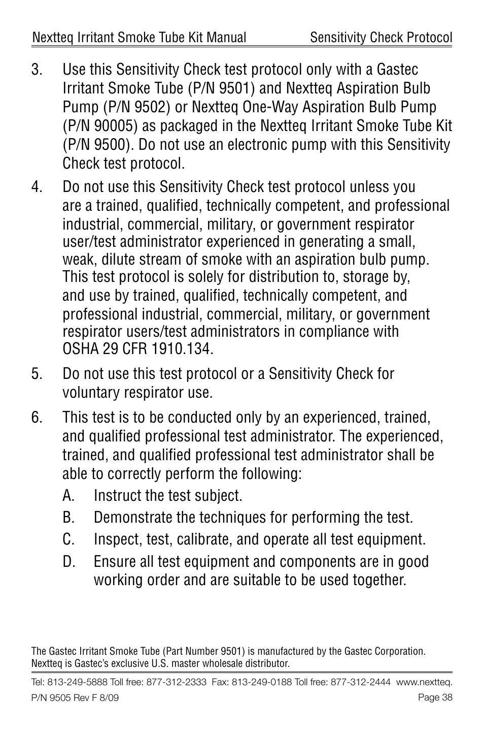 Nextteq Irritant Smoke Tube Kit for Respirator Fit Testing and Airflow Indication User Manual | Page 41 / 52