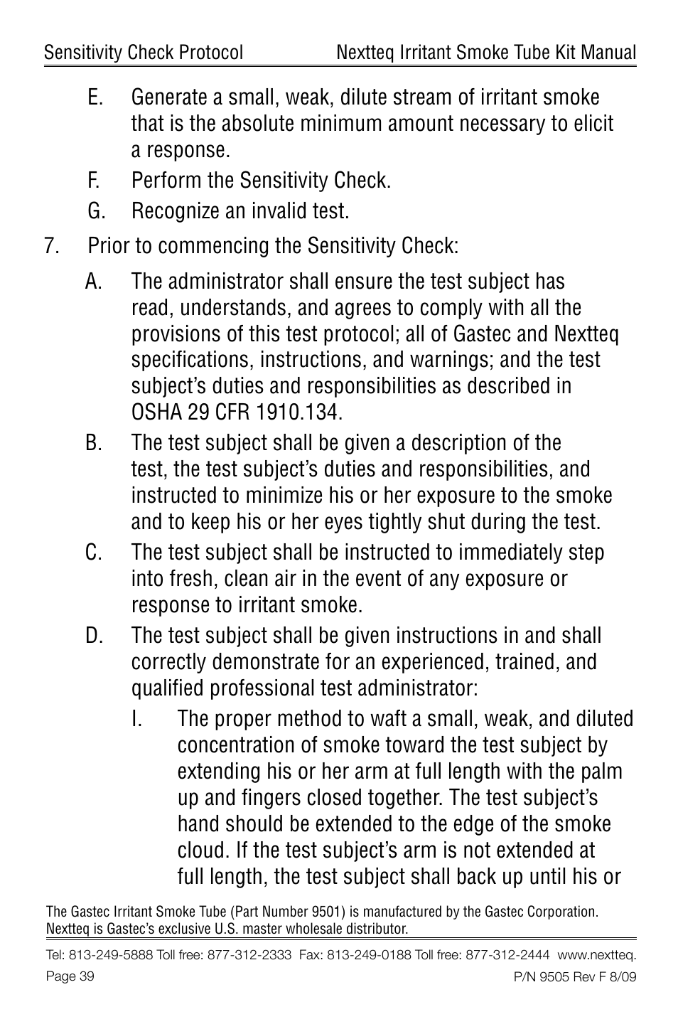 Nextteq Irritant Smoke Tube Kit for Respirator Fit Testing and Airflow Indication User Manual | Page 42 / 52