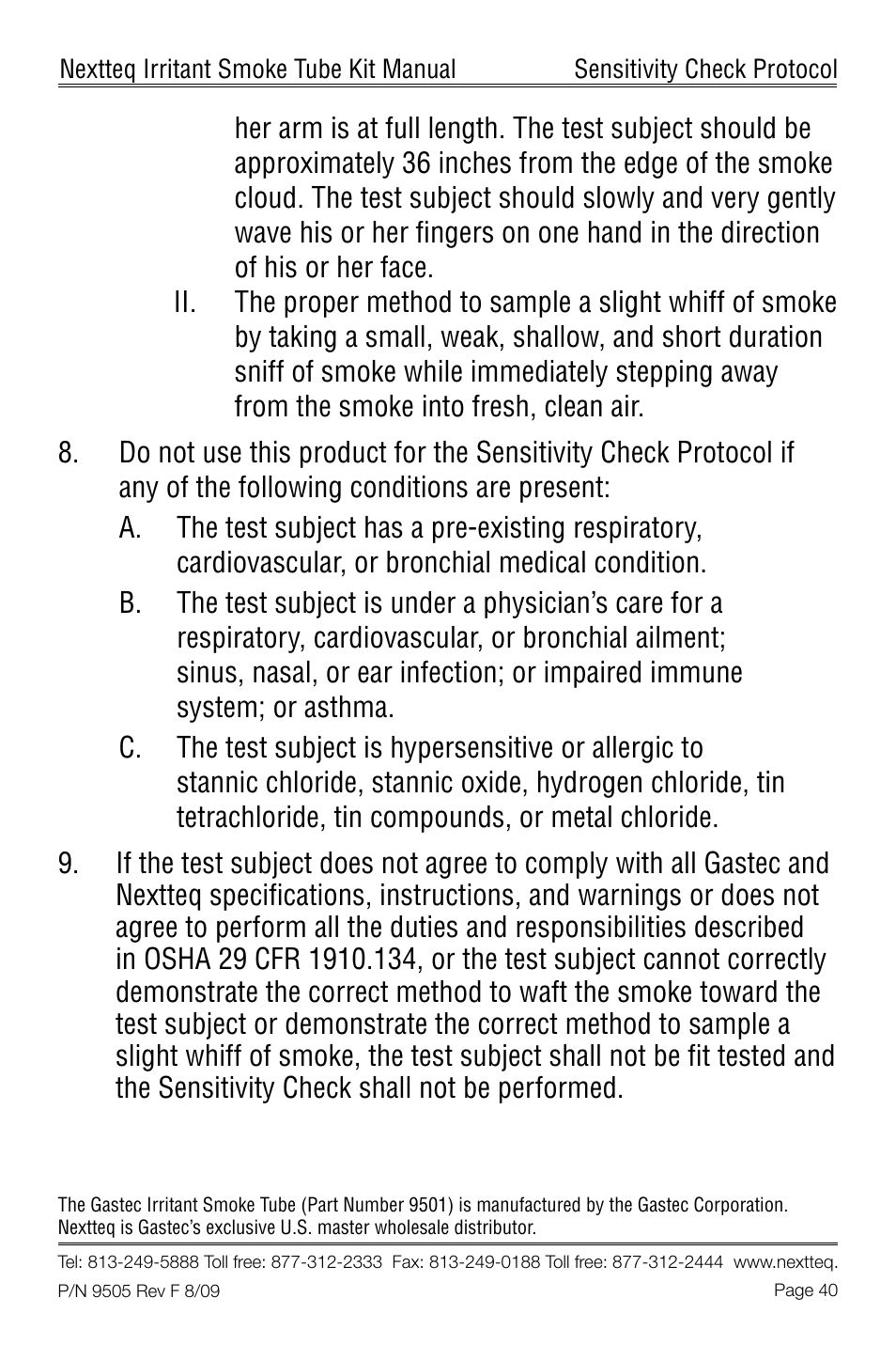 Nextteq Irritant Smoke Tube Kit for Respirator Fit Testing and Airflow Indication User Manual | Page 43 / 52