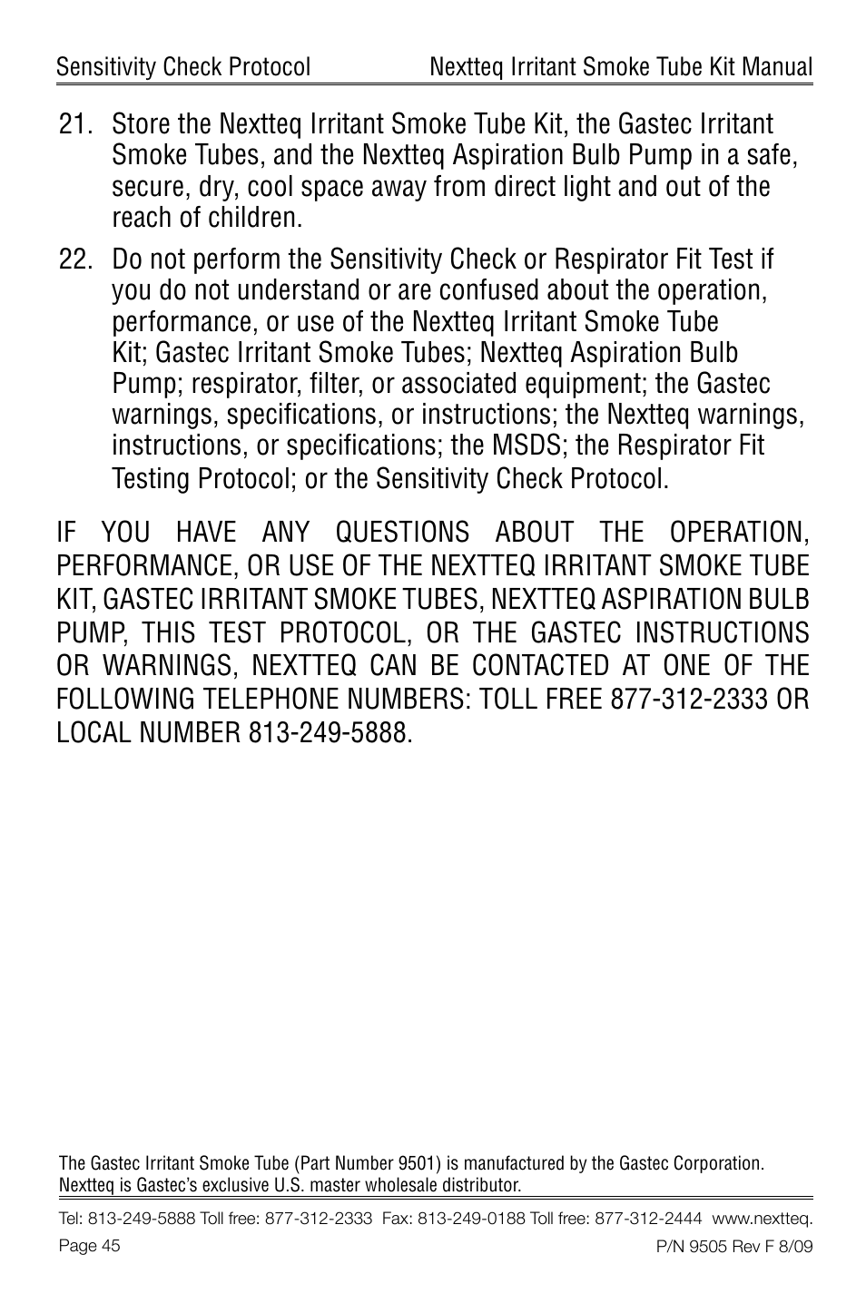 Nextteq Irritant Smoke Tube Kit for Respirator Fit Testing and Airflow Indication User Manual | Page 48 / 52