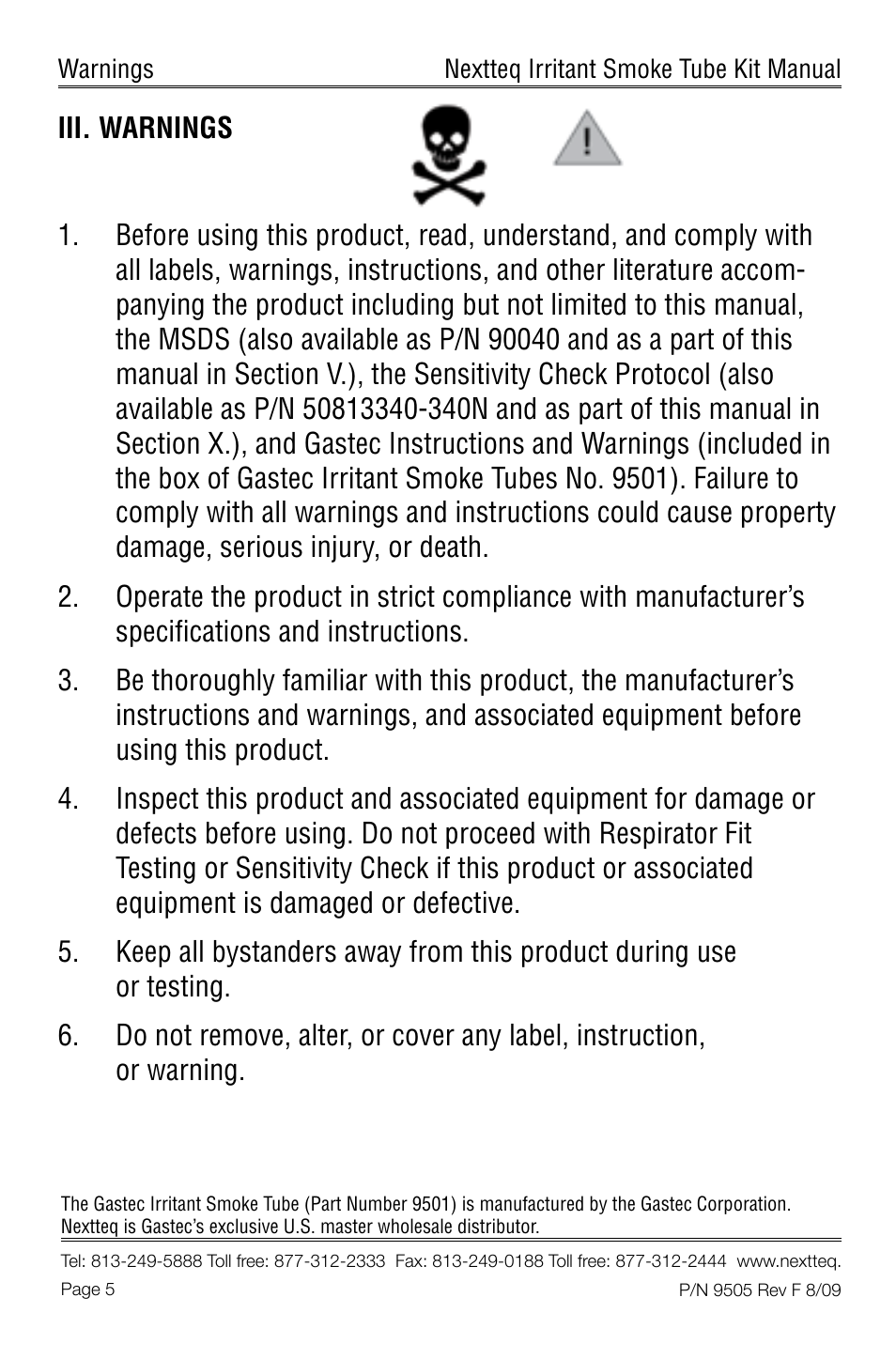 Nextteq Irritant Smoke Tube Kit for Respirator Fit Testing and Airflow Indication User Manual | Page 8 / 52