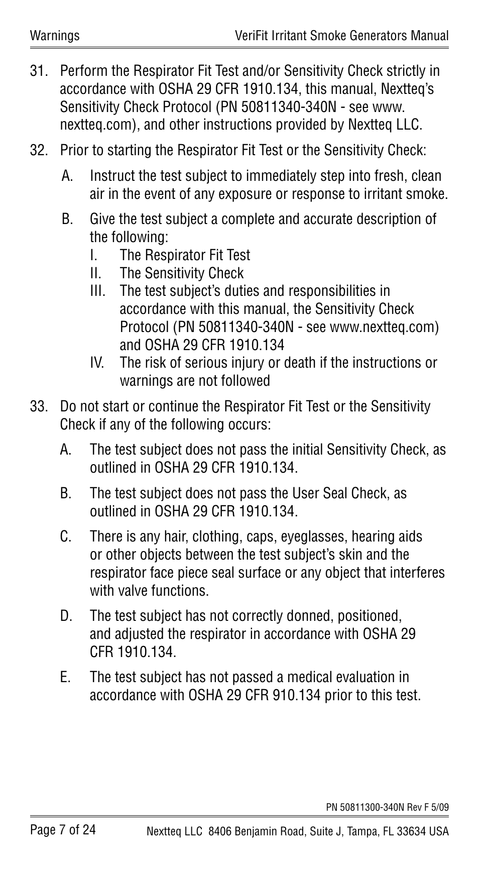 Nextteq VeriFit Irritant Smoke Generators for Respirator Fit Testing User Manual | Page 10 / 28