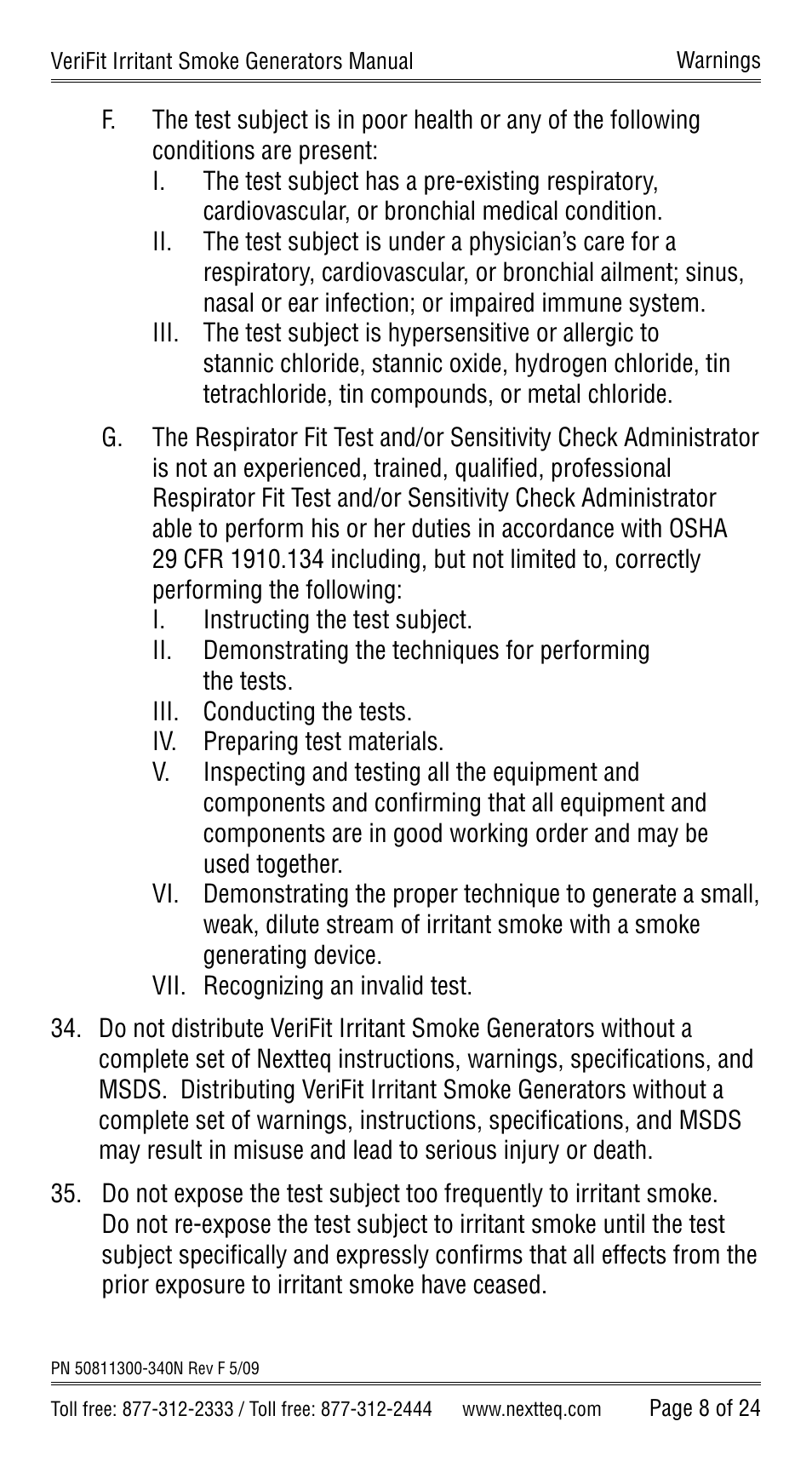 Nextteq VeriFit Irritant Smoke Generators for Respirator Fit Testing User Manual | Page 11 / 28