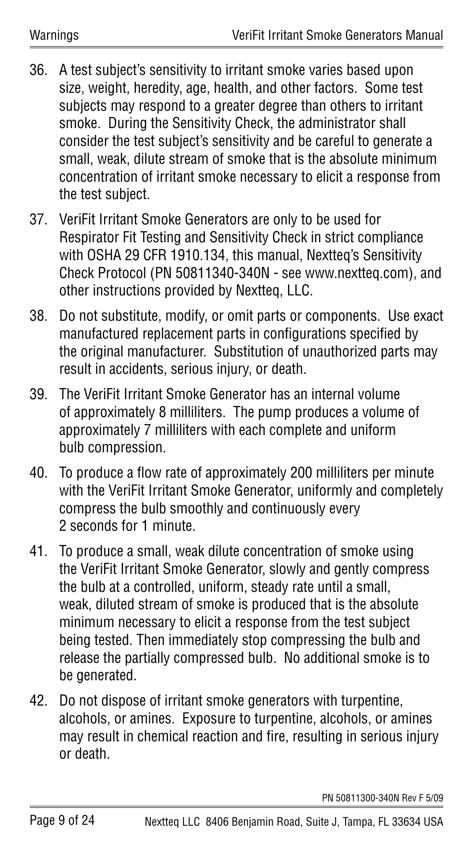 Nextteq VeriFit Irritant Smoke Generators for Respirator Fit Testing User Manual | Page 12 / 28