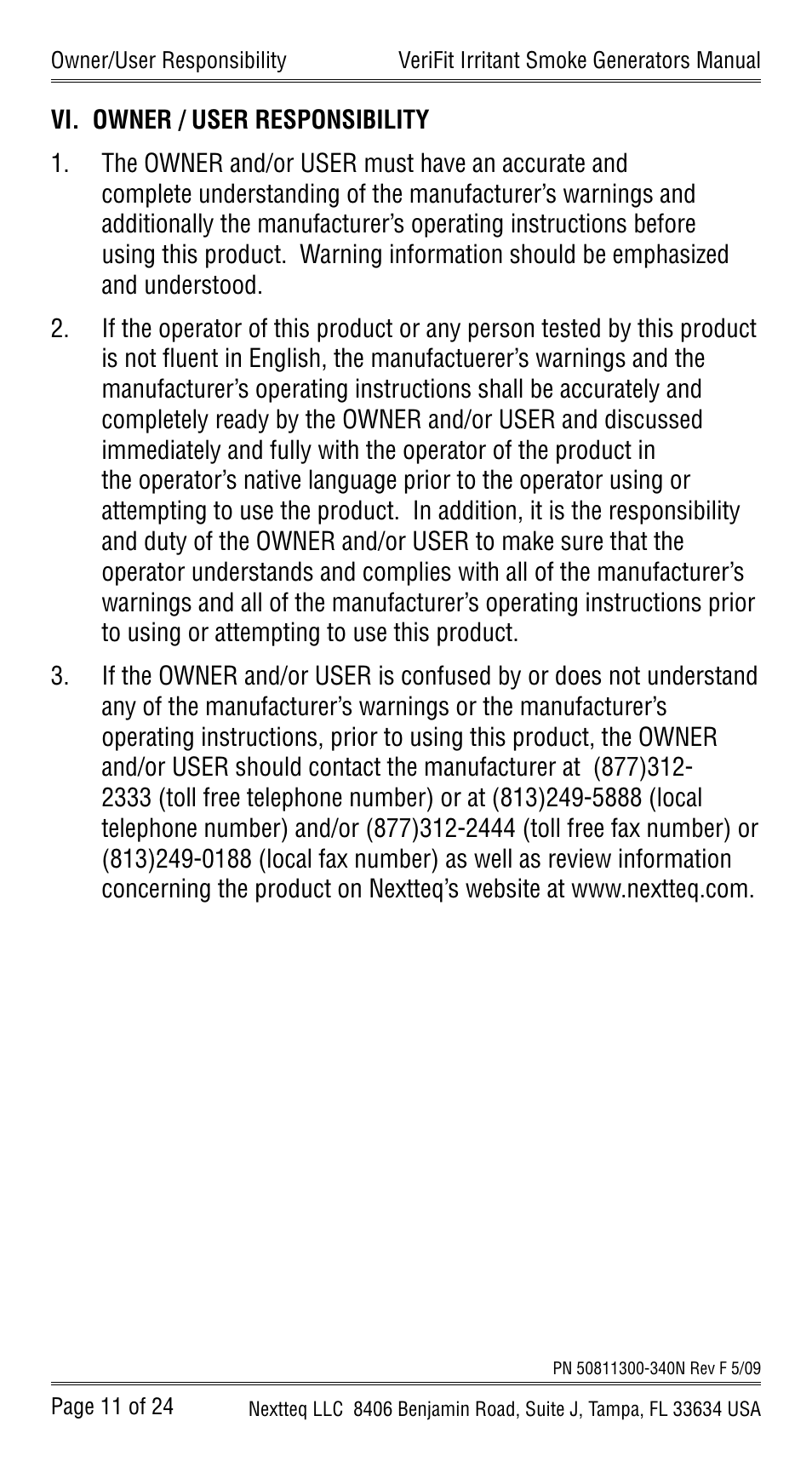 Nextteq VeriFit Irritant Smoke Generators for Respirator Fit Testing User Manual | Page 14 / 28