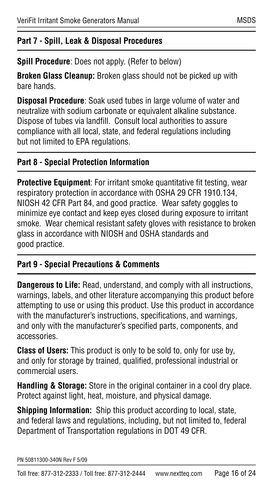 Nextteq VeriFit Irritant Smoke Generators for Respirator Fit Testing User Manual | Page 19 / 28