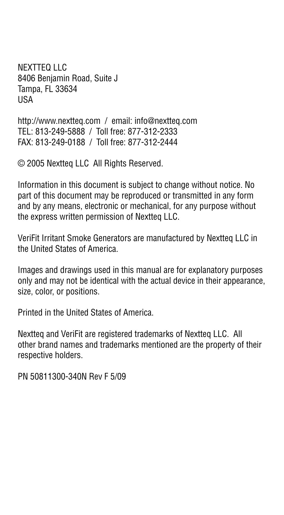 Nextteq VeriFit Irritant Smoke Generators for Respirator Fit Testing User Manual | Page 2 / 28